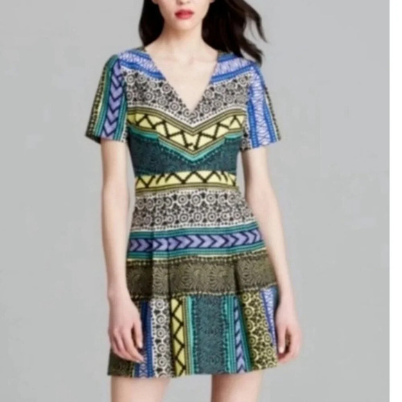 Plenty by Tracy Reese Geometric Print Colorful Mini Dress 10 - Picture 1 of 7